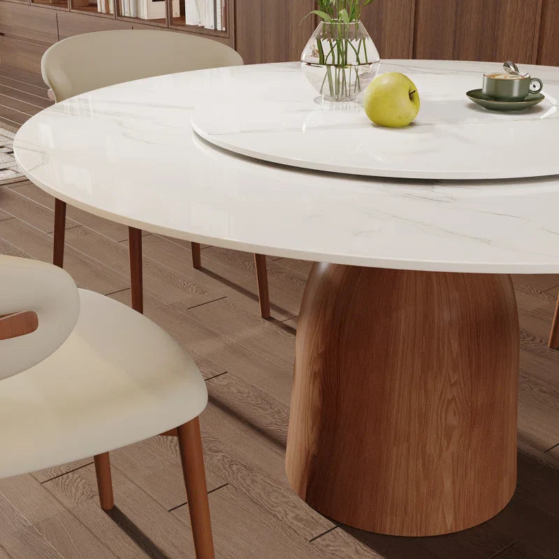 Faux Marble Pedestal Japandi Dining Set – Orren Ellis - Japandi