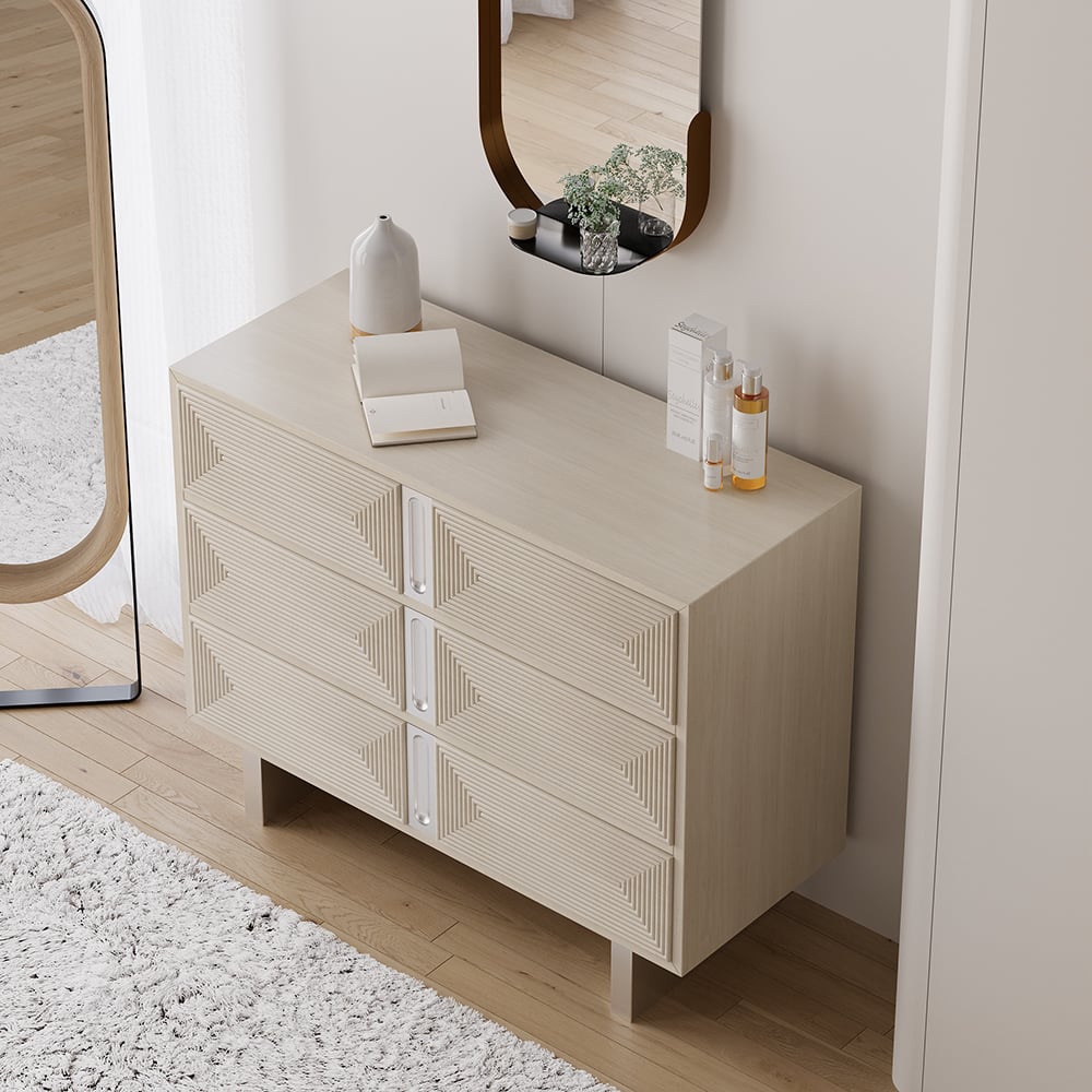 Japandi Whitewashed 6-Drawer Dresser - Japandi