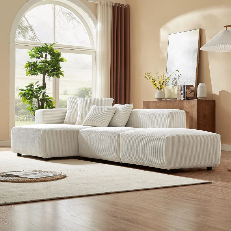 Japandi Corduroy Sofa & Chaise - Japandi