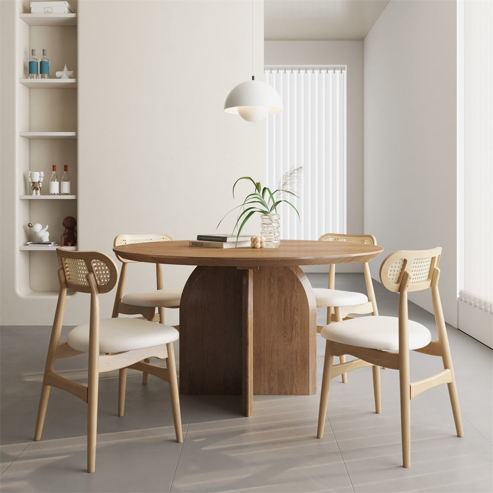 Japandi Round Wood Table for 4 - Japandi