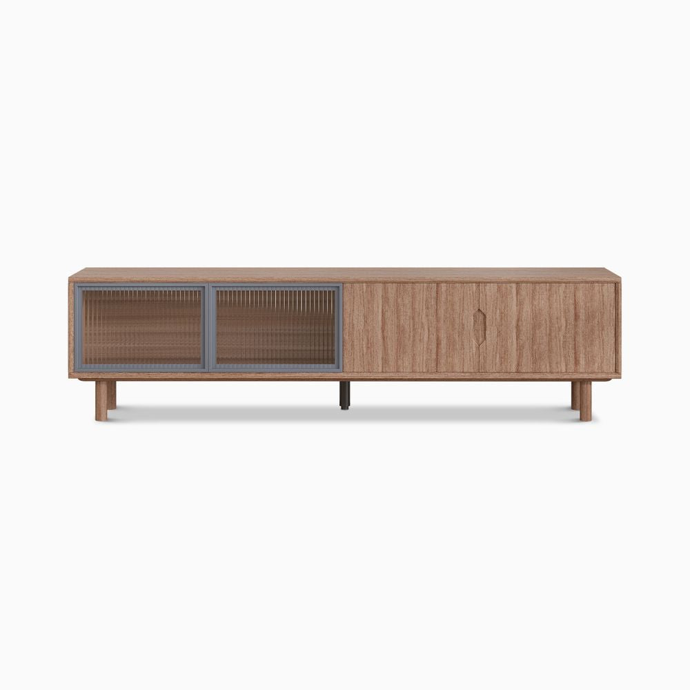 Japandi TV Stand with Sliding Doors - Japandi