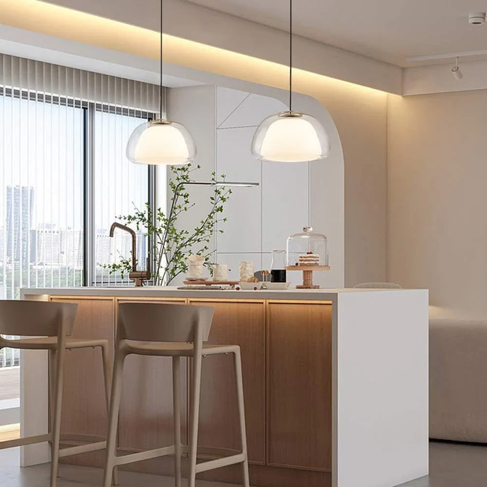 Japandi Glass Globe Pendant Light – Zabda - Japandi