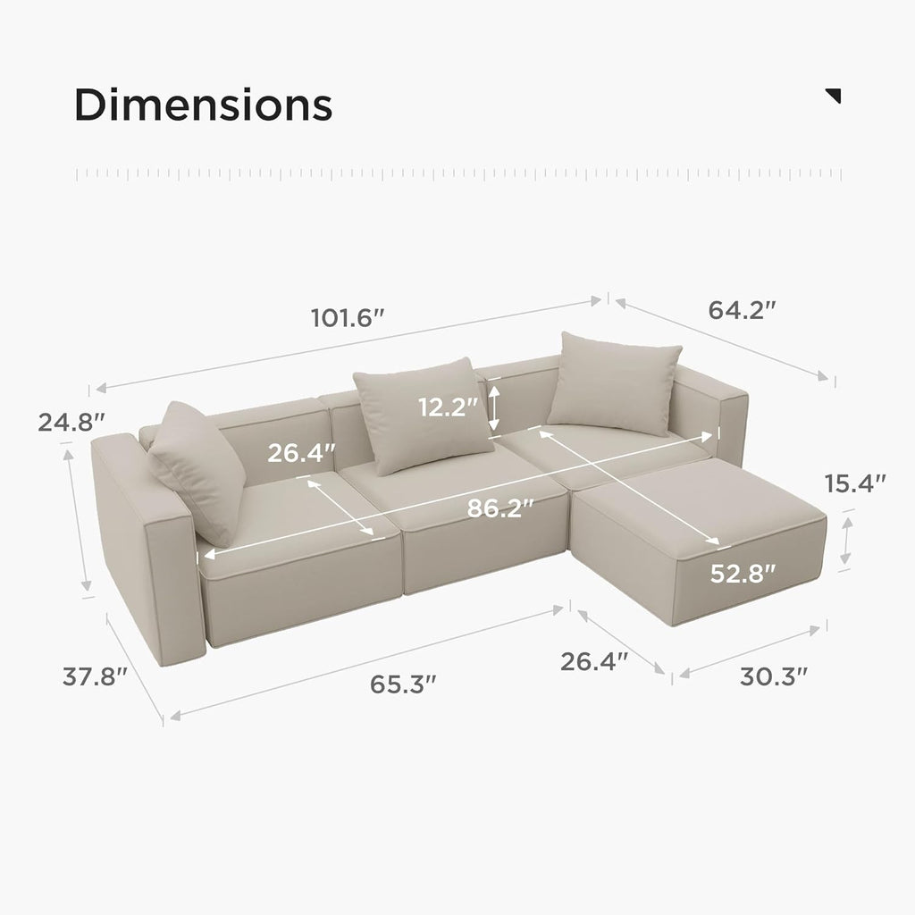 Japandi L-Shape Sectional Sofa - Japandi