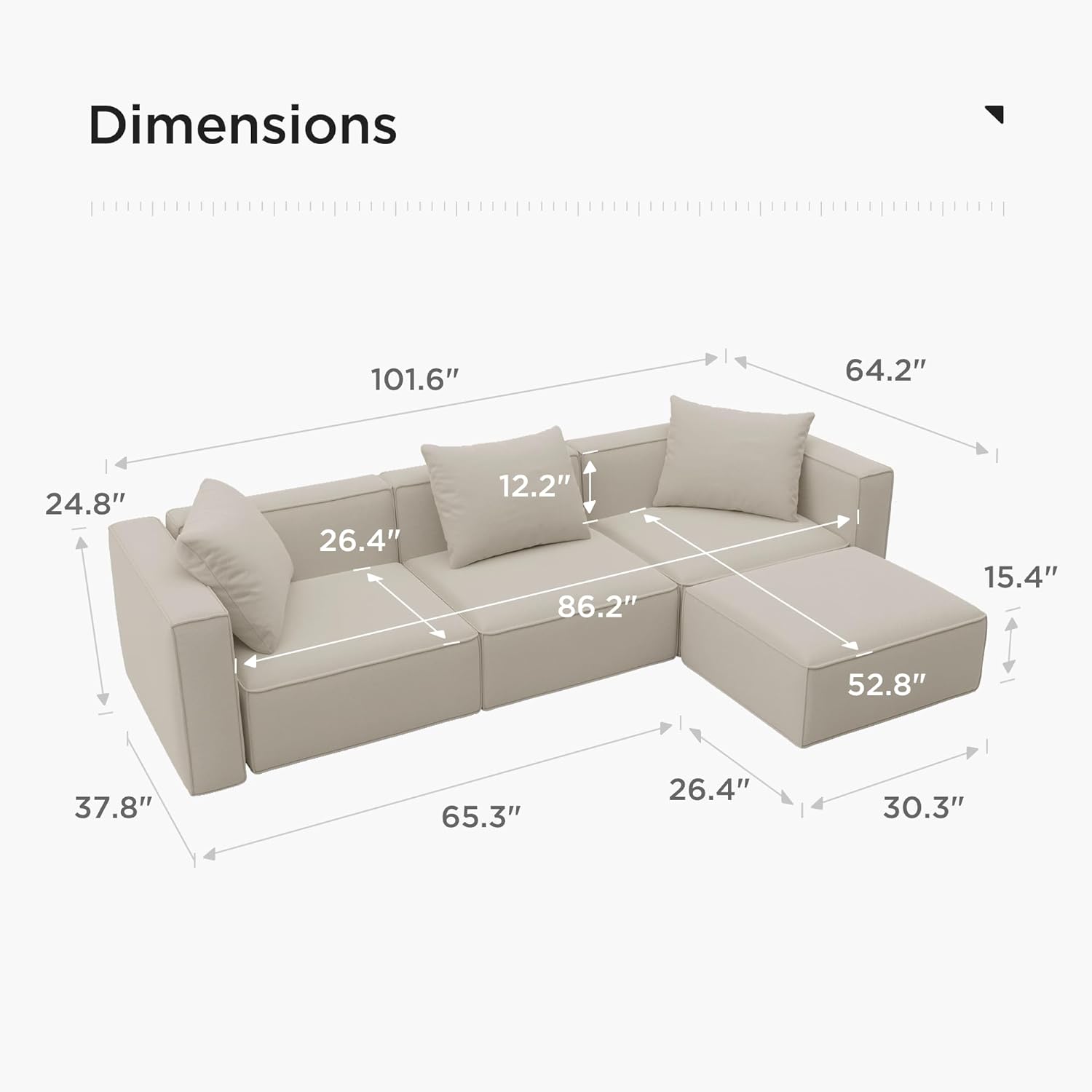 Japandi L-Shape Sectional Sofa - Japandi