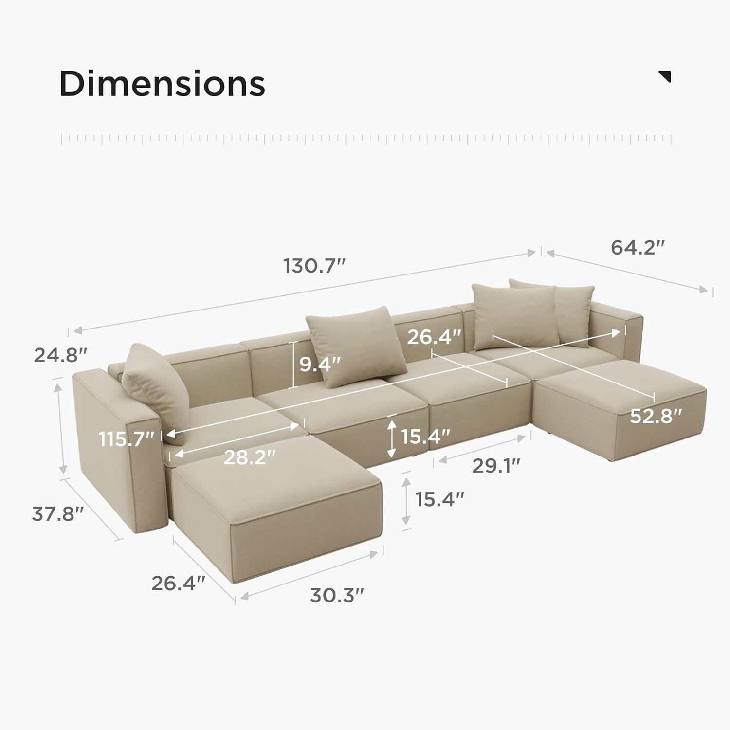 Japandi U-Shape Sectional Sofa - Japandi