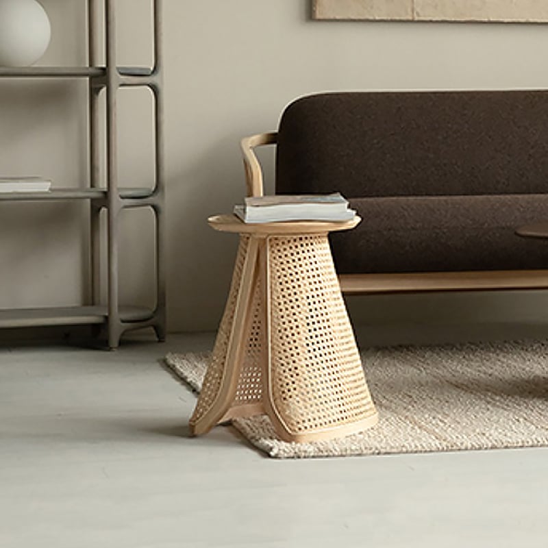 Japandi Rattan Side Table - Japandi