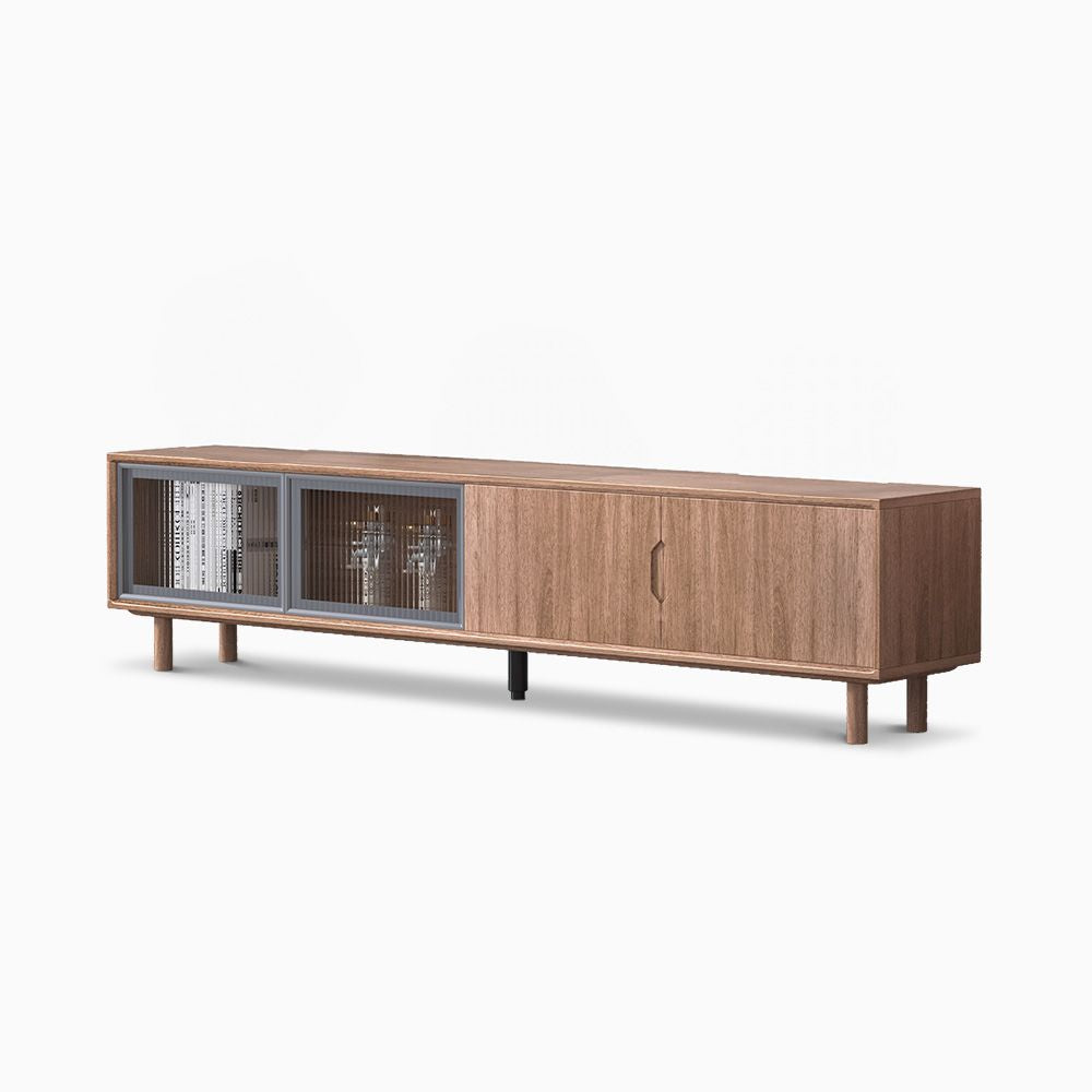 Japandi TV Stand with Sliding Doors - Japandi