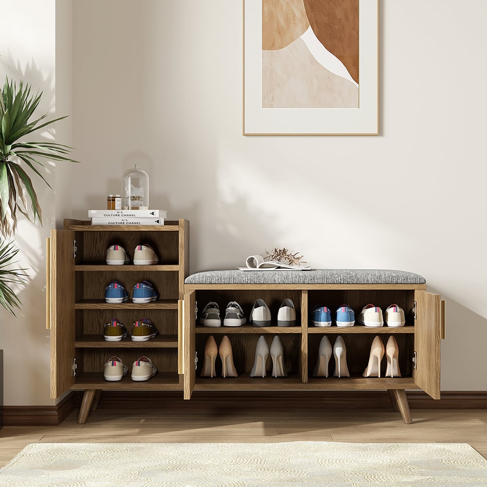 Japandi Wooden Shoe Storage Bench - Japandi