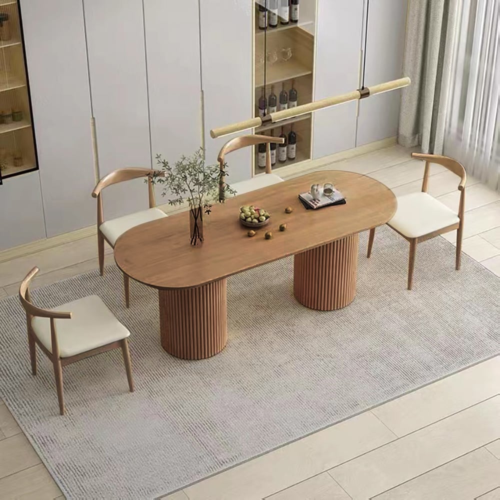 Japandi Oval Wood Table for 6 - Japandi