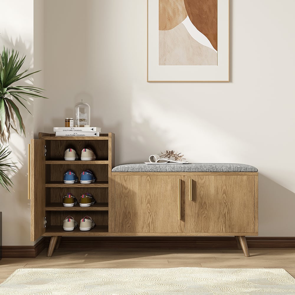 Japandi Wooden Shoe Storage Bench - Japandi