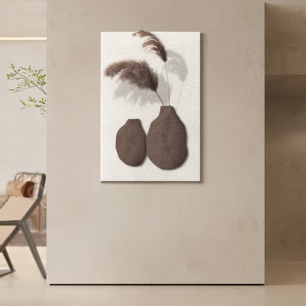 Japandi Wall Art With Brown Vase - Japandi