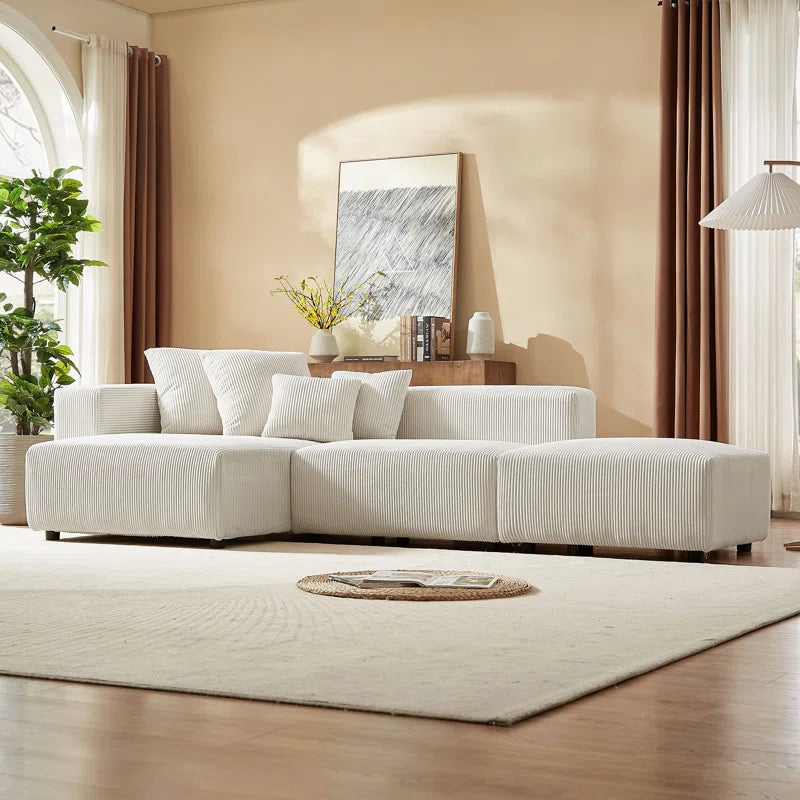 Japandi Corduroy Sofa & Chaise - Japandi