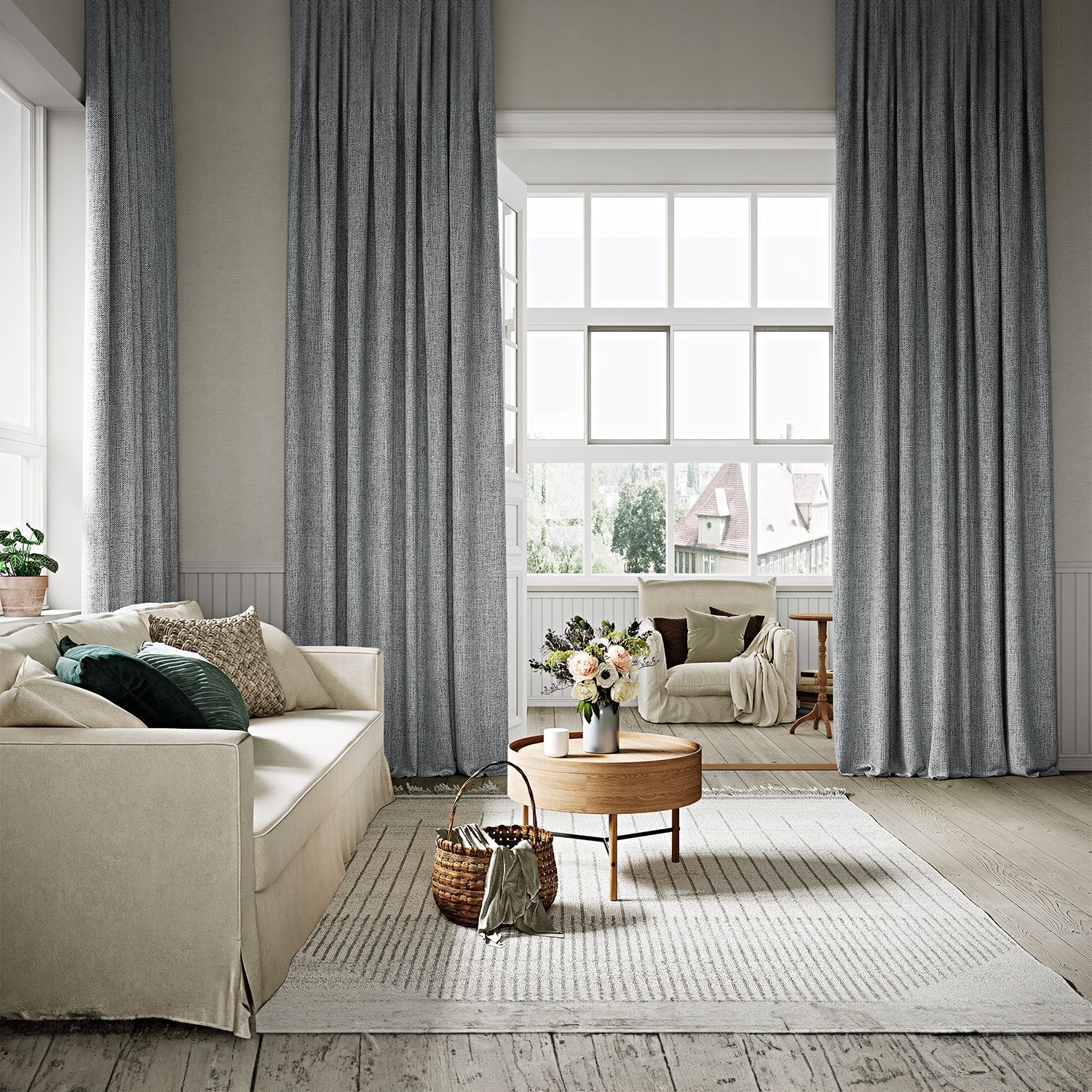 Japandi Custom Linen Total Blackout Curtains - Japandi
