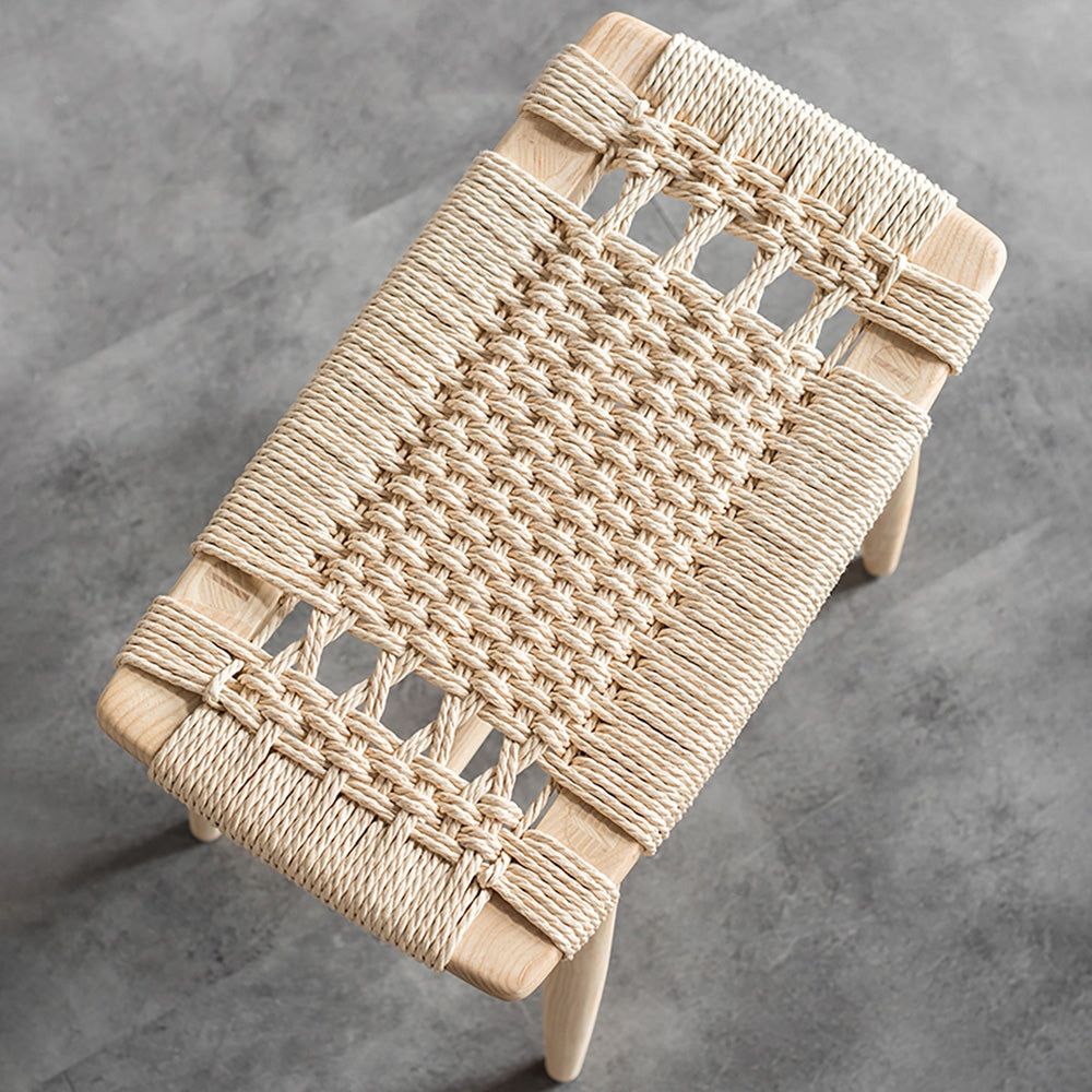 Japandi Small Rattan Ottoman - Japandi