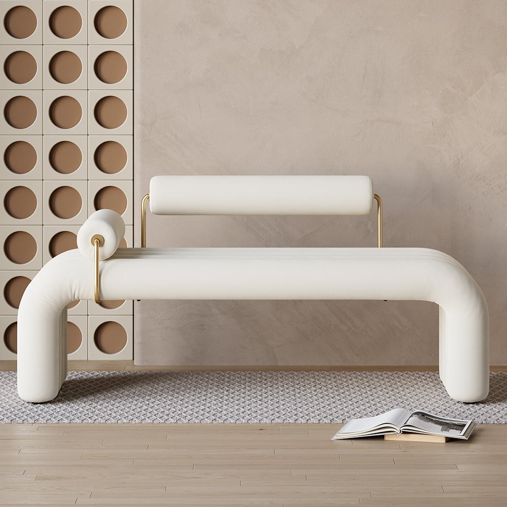 Japandi Modern Velvet Bench - Japandi