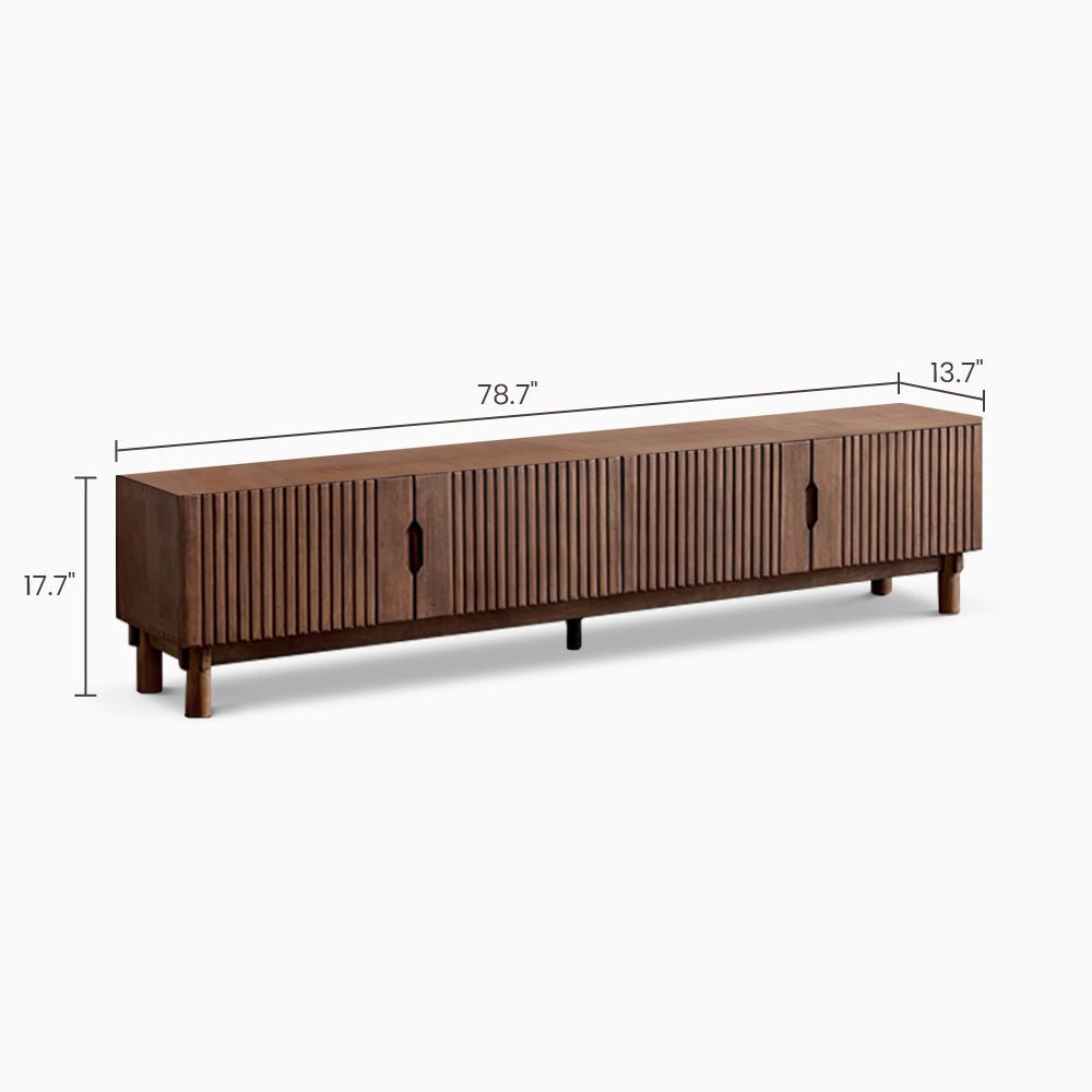 Japandi Grille Style Solid Wood TV Stand - Japandi