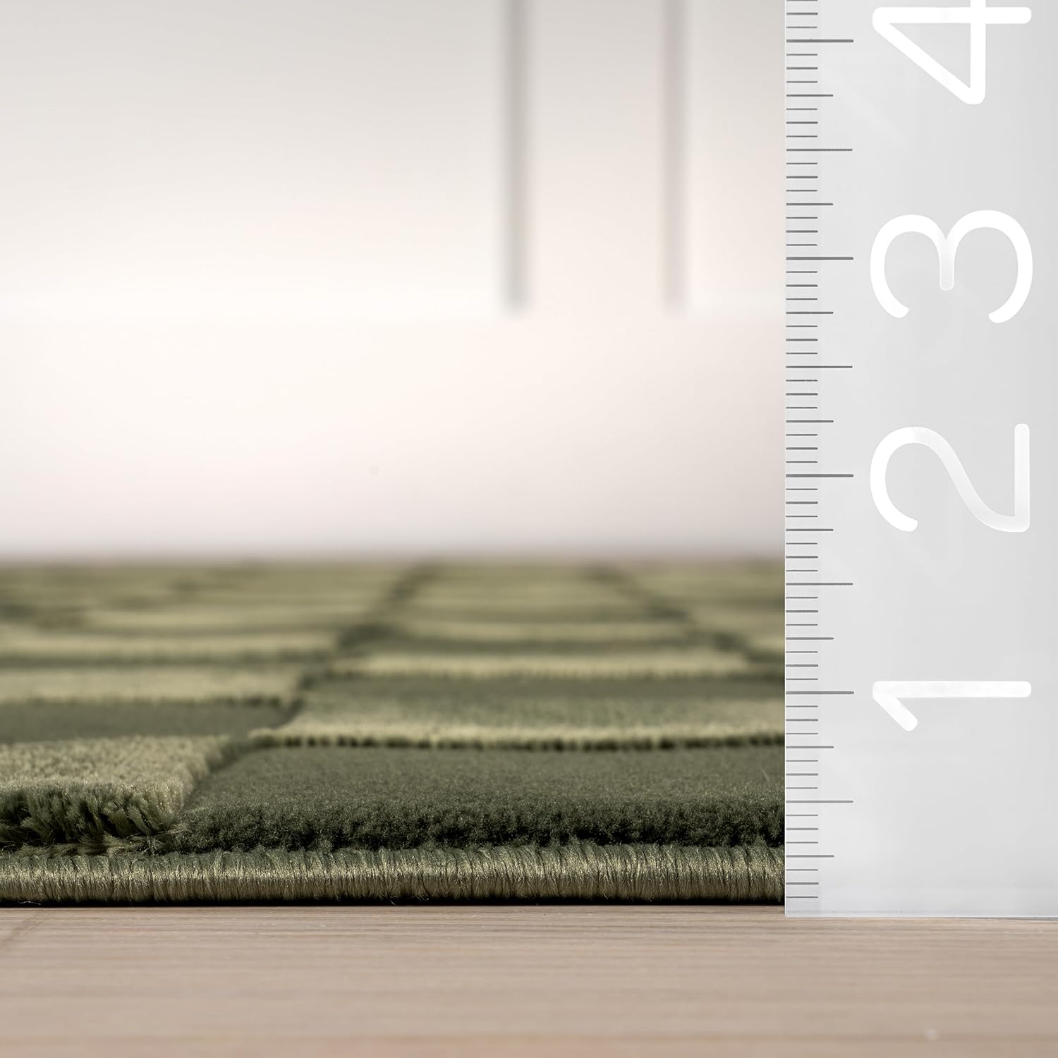 Japandi Green Checkered Rug - Japandi