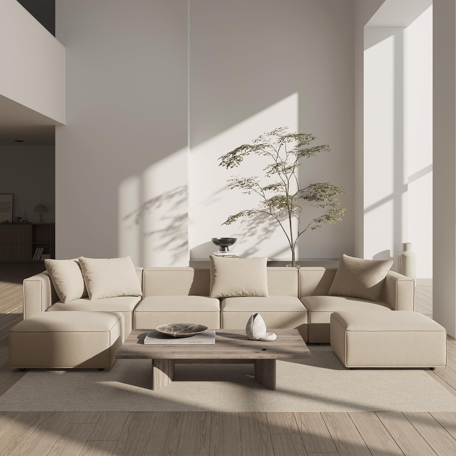Japandi U-Shape Sectional Sofa - Japandi