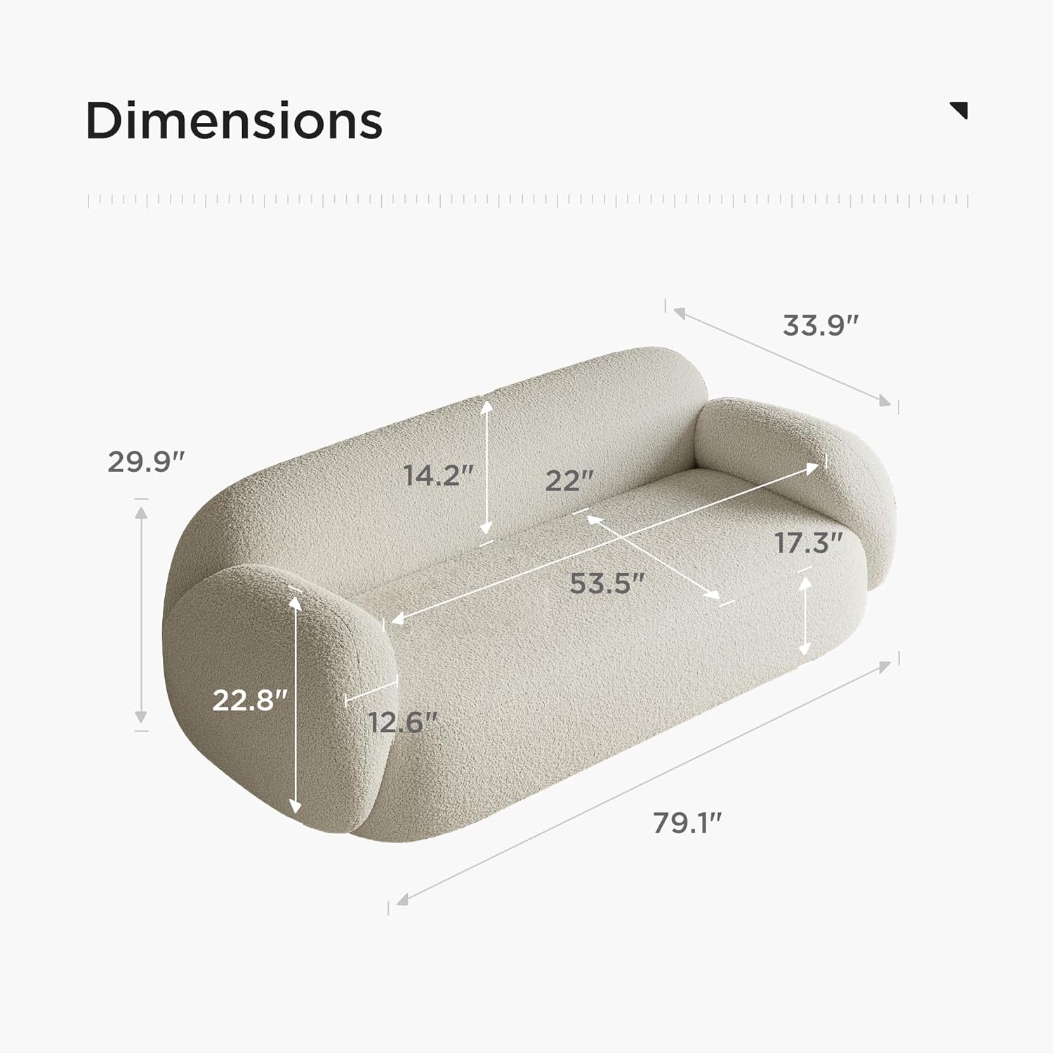Japandi Boucle Curved Sofa - Japandi