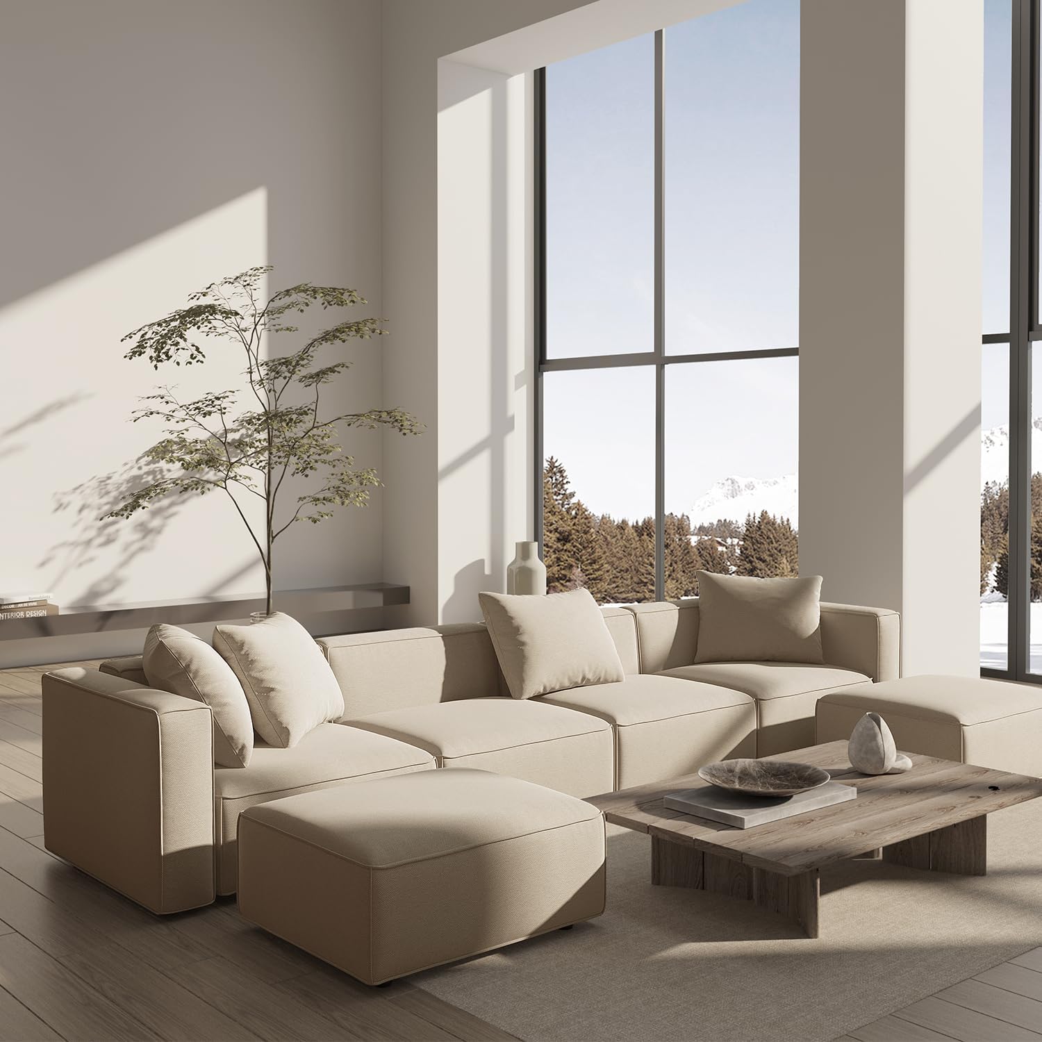 Japandi U-Shape Sectional Sofa - Japandi