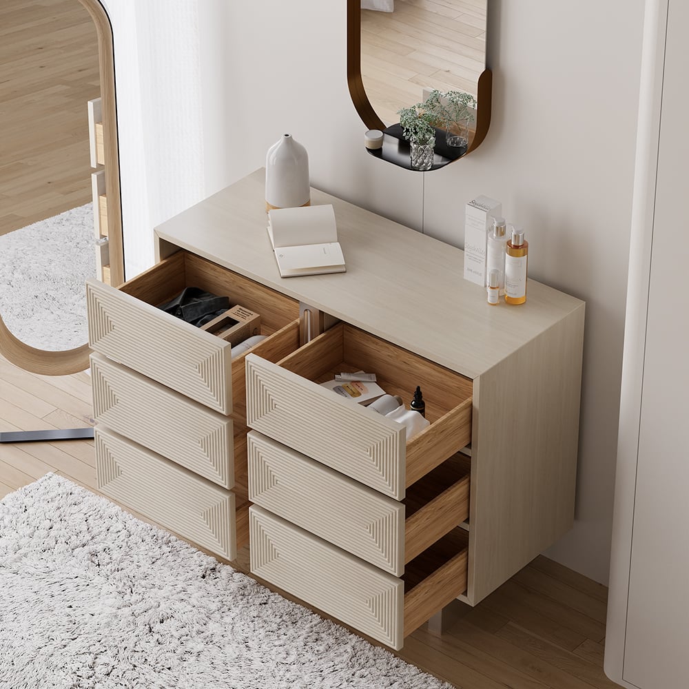 Japandi Whitewashed 6-Drawer Dresser - Japandi