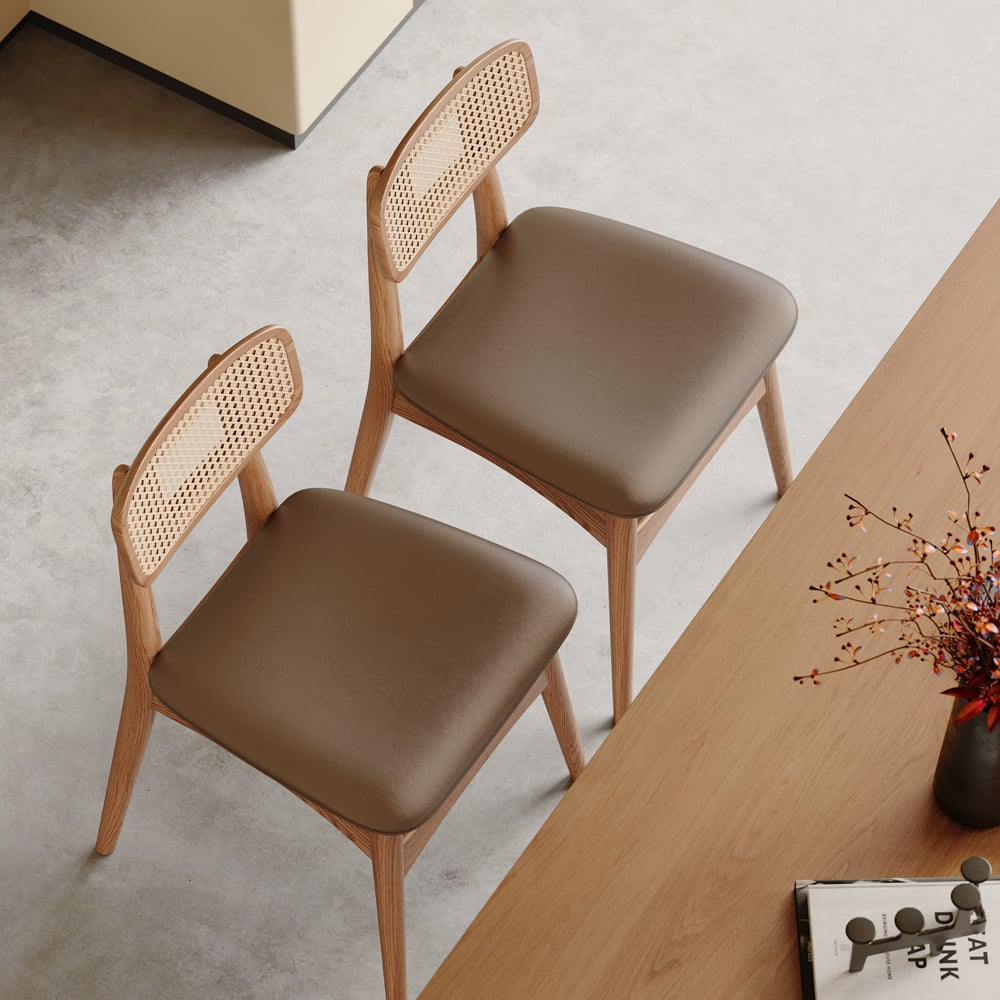 Japandi Faux Leather Chair (x2) - Japandi