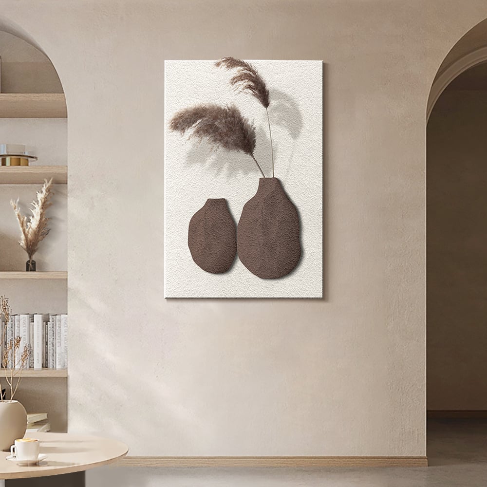 Japandi Wall Art With Brown Vase - Japandi
