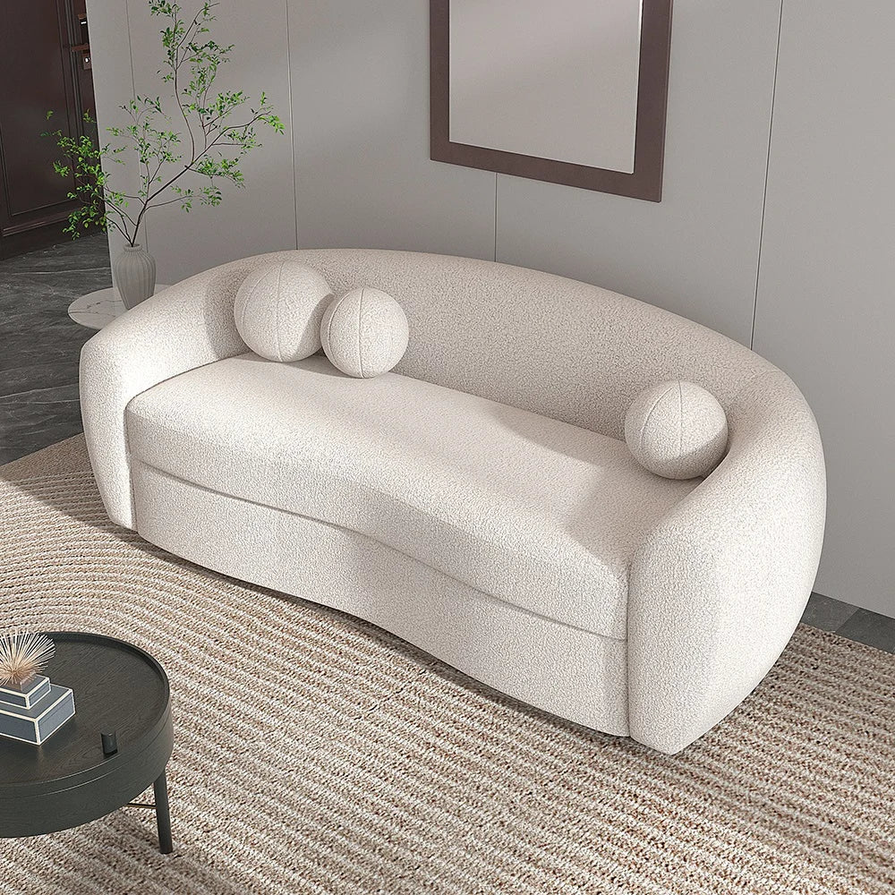 Japandi Teddy Velvet 3 Seaters Curved Sofa - Japandi