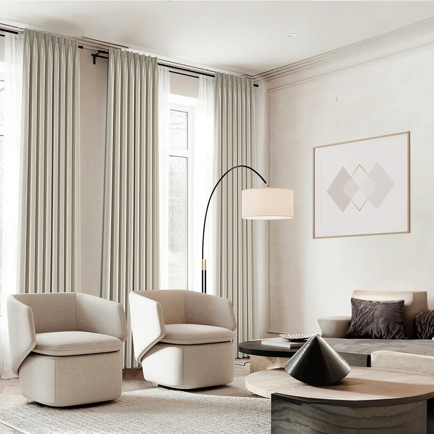 Japandi Velvet Total Blackout Curtains - Japandi