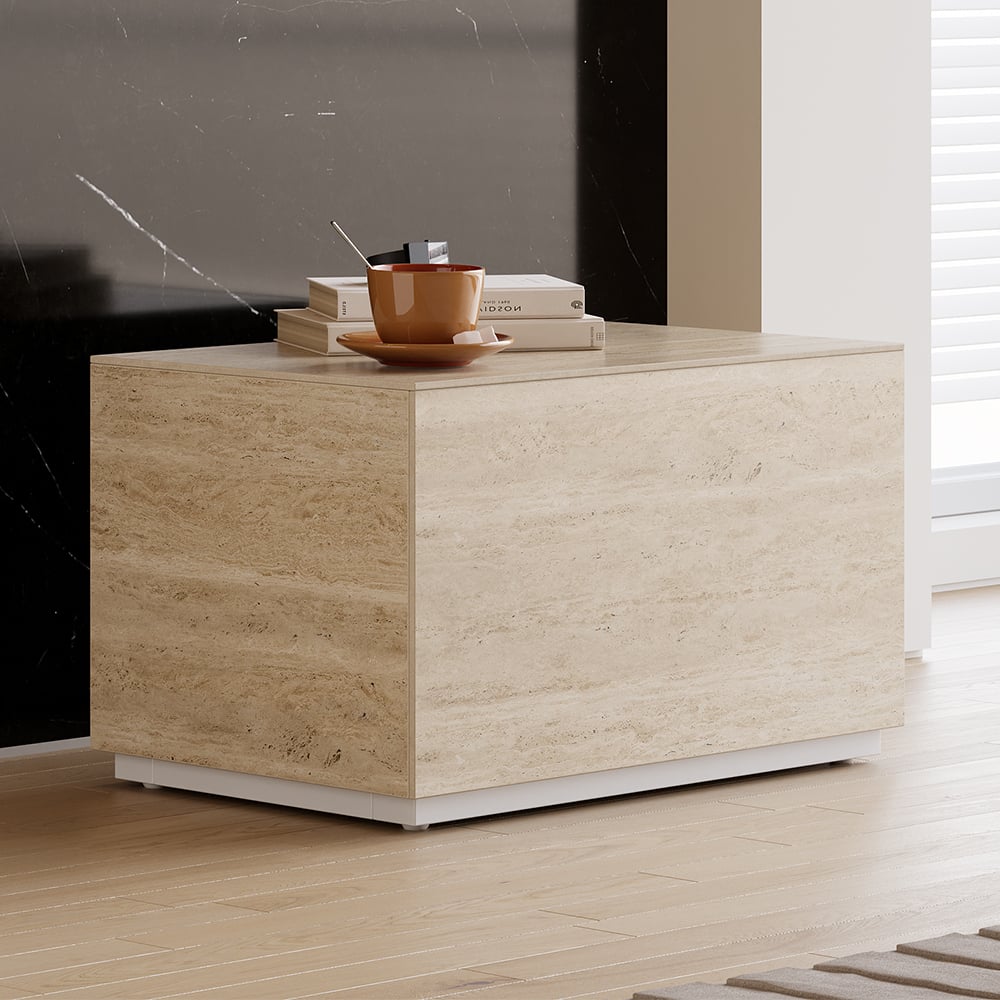 Japandi Travertine Nightstand - Japandi