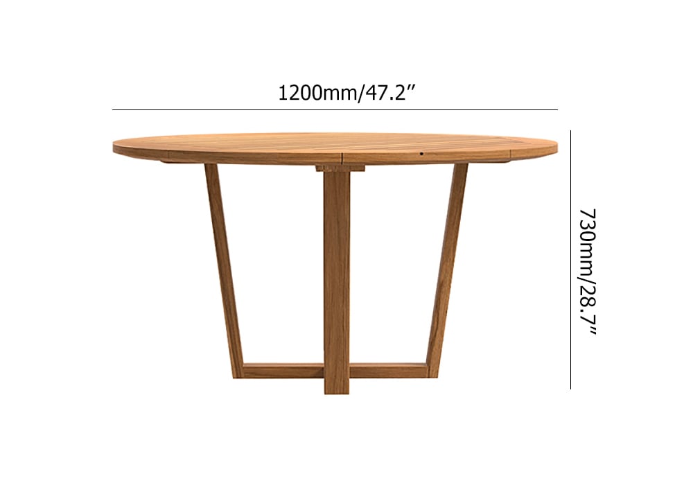 Japandi 7-Piece Round Wood Outdoor Dining Set With Chairs - Japandi