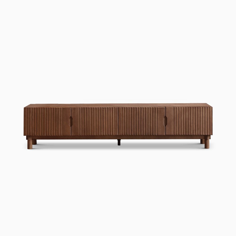 Japandi Grille Style Solid Wood TV Stand - Japandi