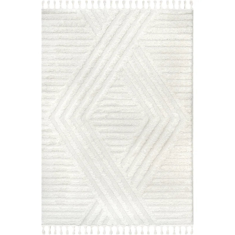 Japandi Geometric Shag Tassel Rug - Japandi