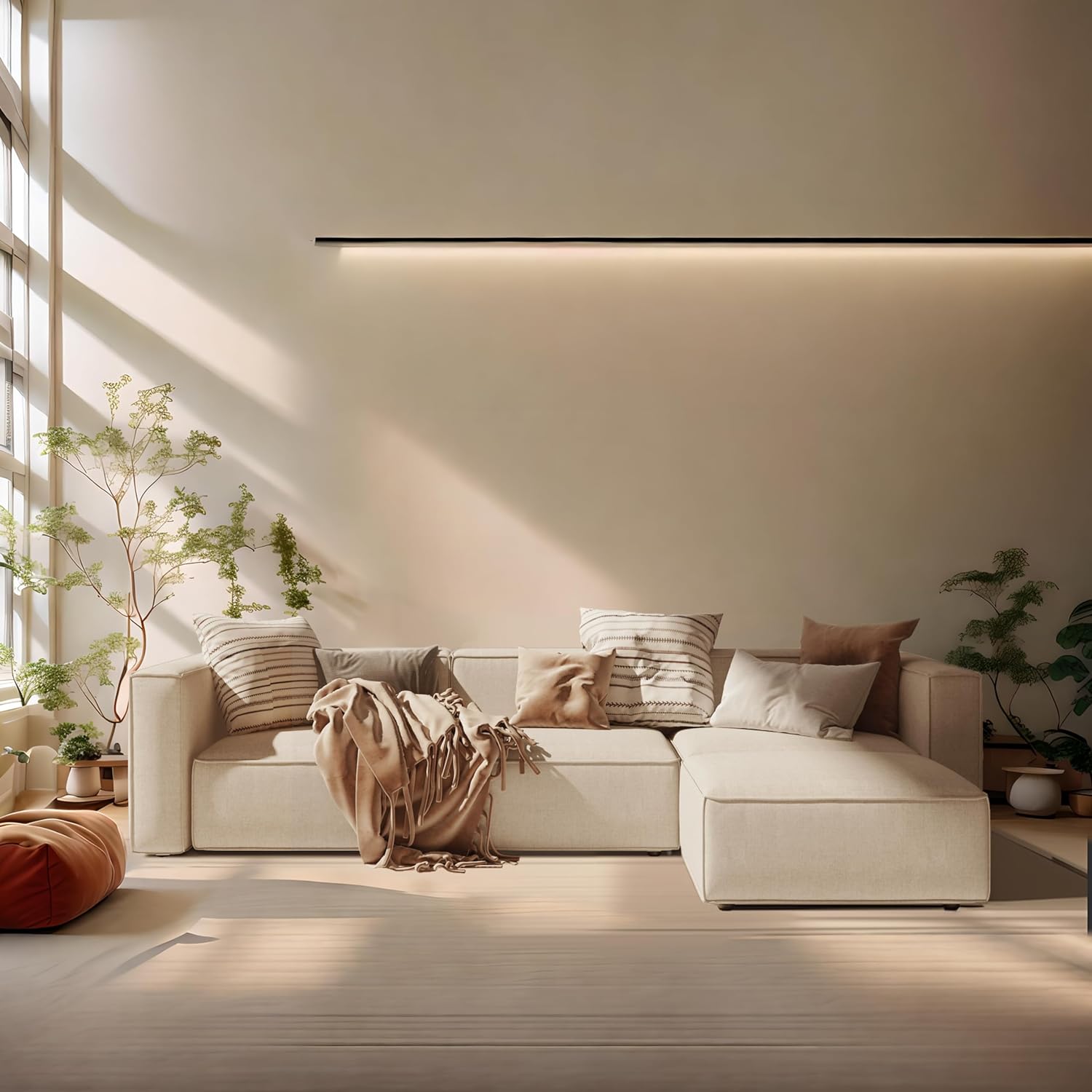 Japandi L-Shape Sectional Sofa - Japandi