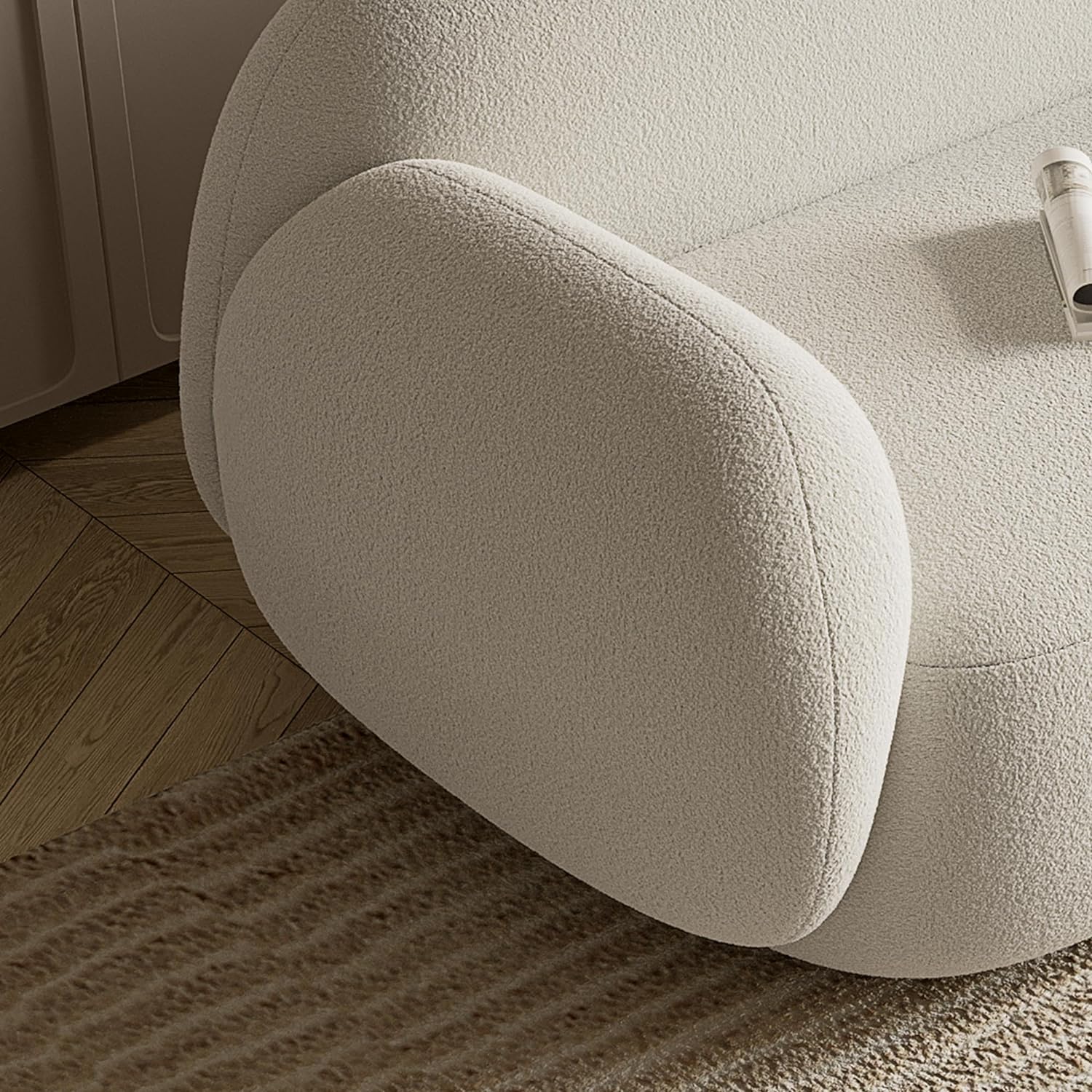 Japandi Boucle Curved Sofa - Japandi