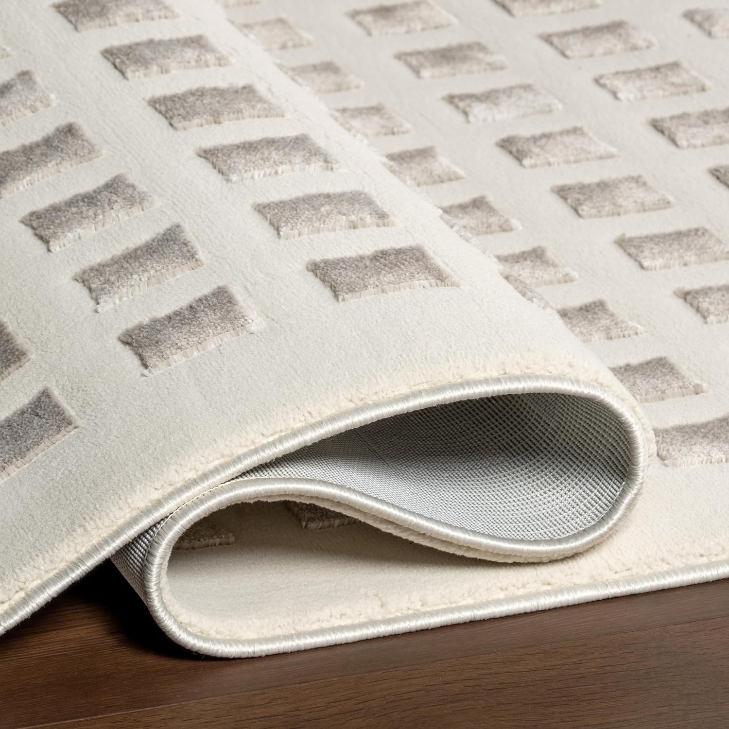 Japandi Cream & Grey Checkered Rug - Japandi