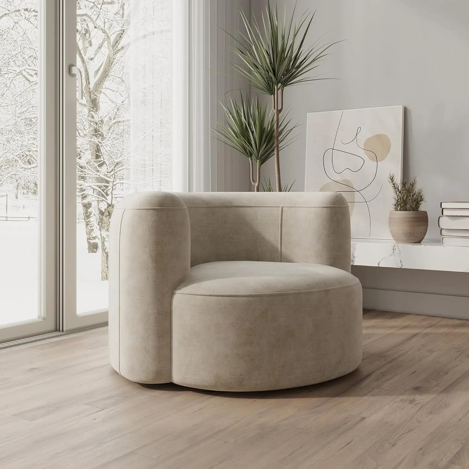 Japandi Velvet Armchair - Japandi