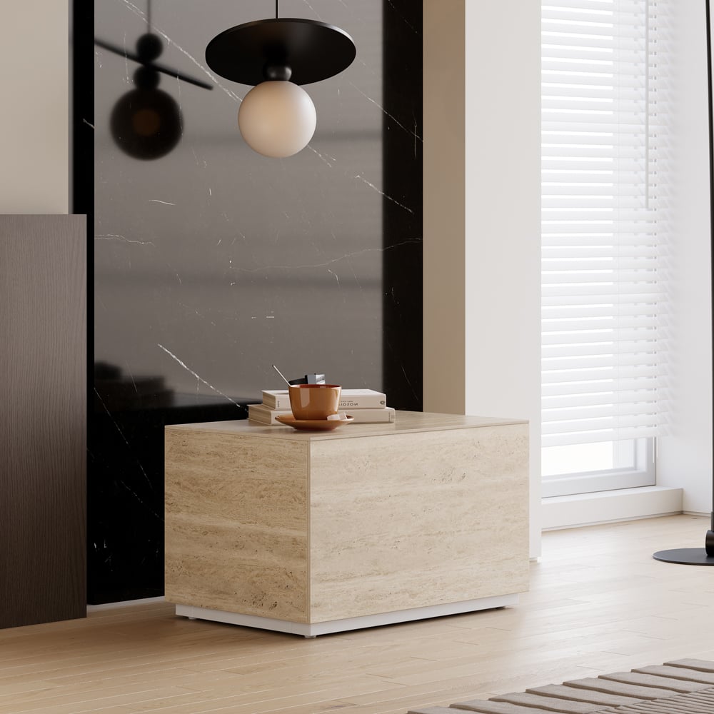 Japandi Travertine Nightstand - Japandi