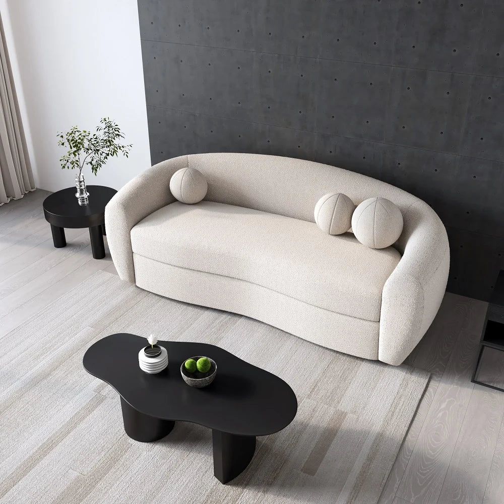 Japandi Teddy Velvet 3 Seaters Curved Sofa - Japandi