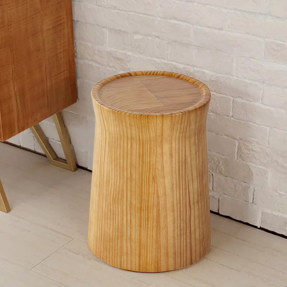 Japandi Round Wooden Side Table - Japandi
