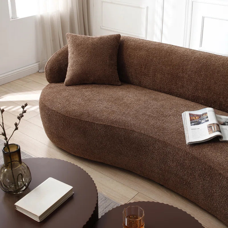 Curved Bouclé Japandi Sofa - Japandi