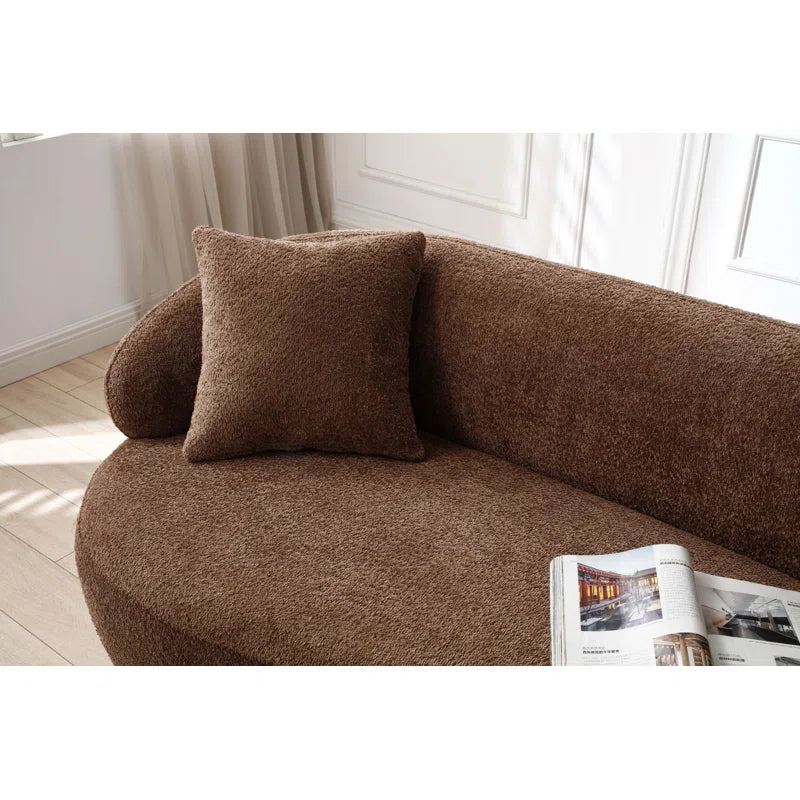 Curved Bouclé Japandi Sofa - Japandi