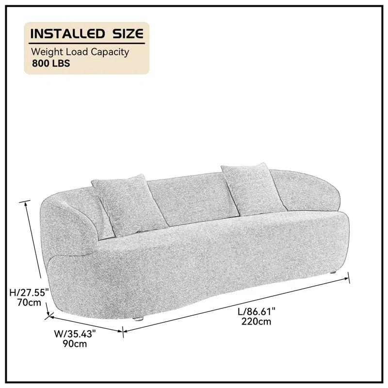 Curved Bouclé Japandi Sofa - Japandi