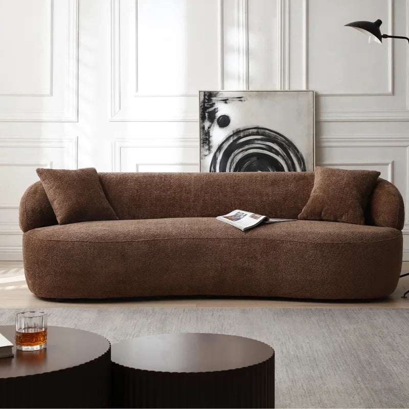 Curved Bouclé Japandi Sofa - Japandi