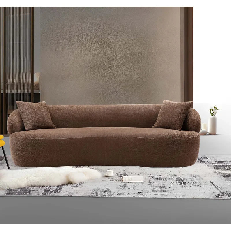 Curved Bouclé Japandi Sofa - Japandi