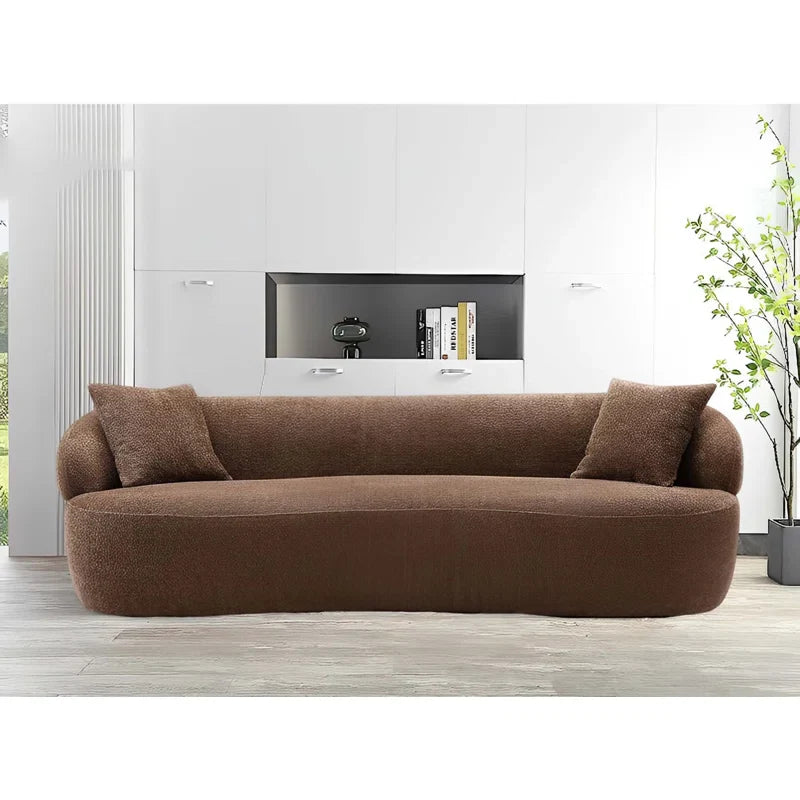 Curved Bouclé Japandi Sofa - Japandi