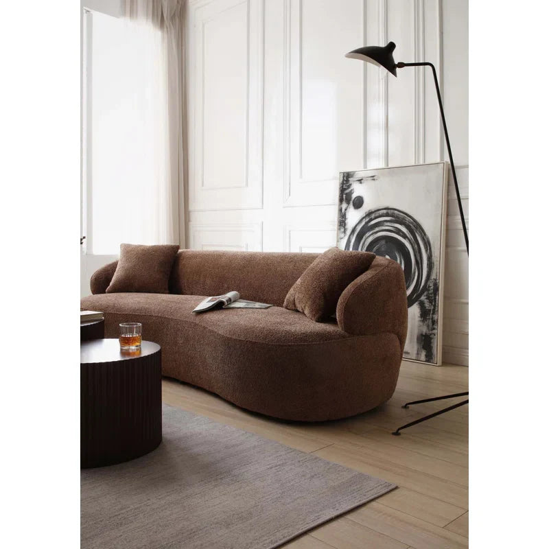 Curved Bouclé Japandi Sofa - Japandi