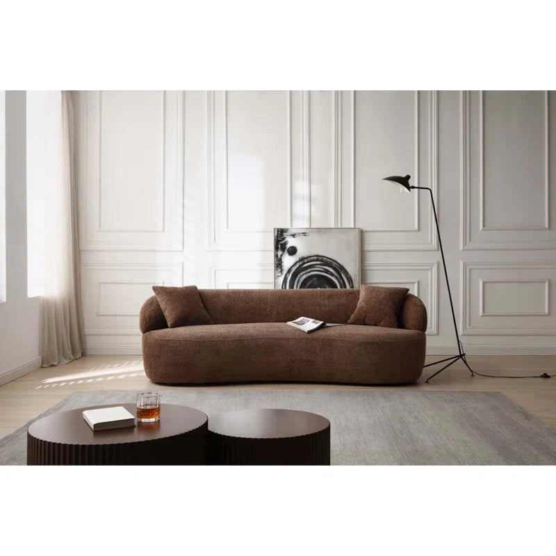 Curved Bouclé Japandi Sofa - Japandi