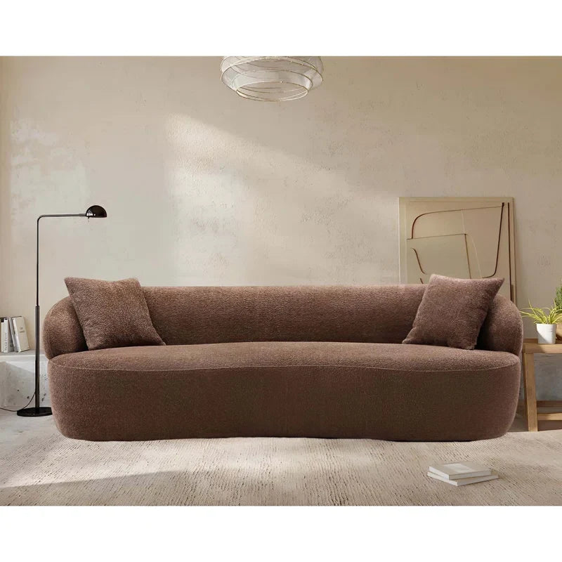 Curved Bouclé Japandi Sofa - Japandi