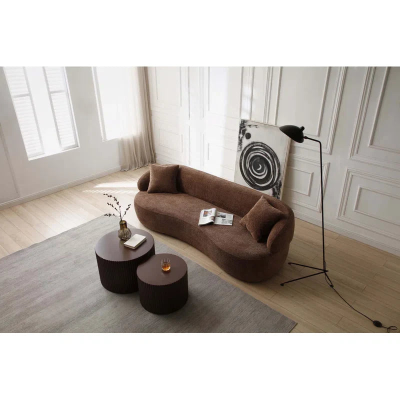 Curved Bouclé Japandi Sofa - Japandi